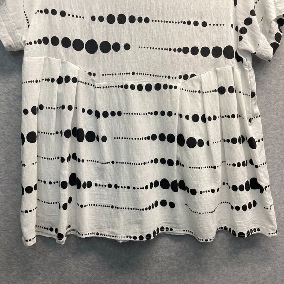 Patrizia Luca Polka Dot Top Womens S/M Medium Peplum Short Sleeve - Picture 3 of 12